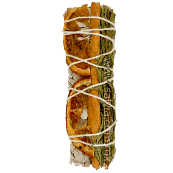 Atado de Salvia Blanca con Canela, Cedro y Naranja de 10 cm